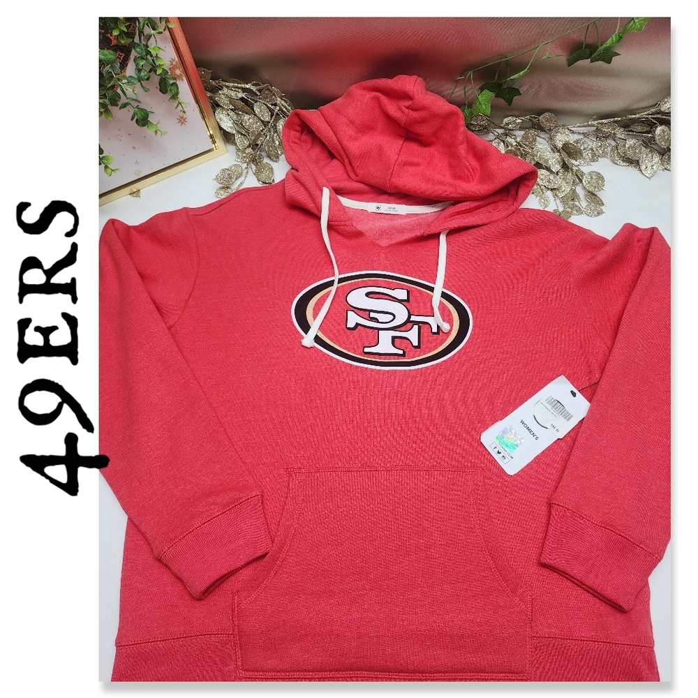 NWT 47 BRAND WOMENS SAN FRANCISCO 49ERS V-NECK HOODIE